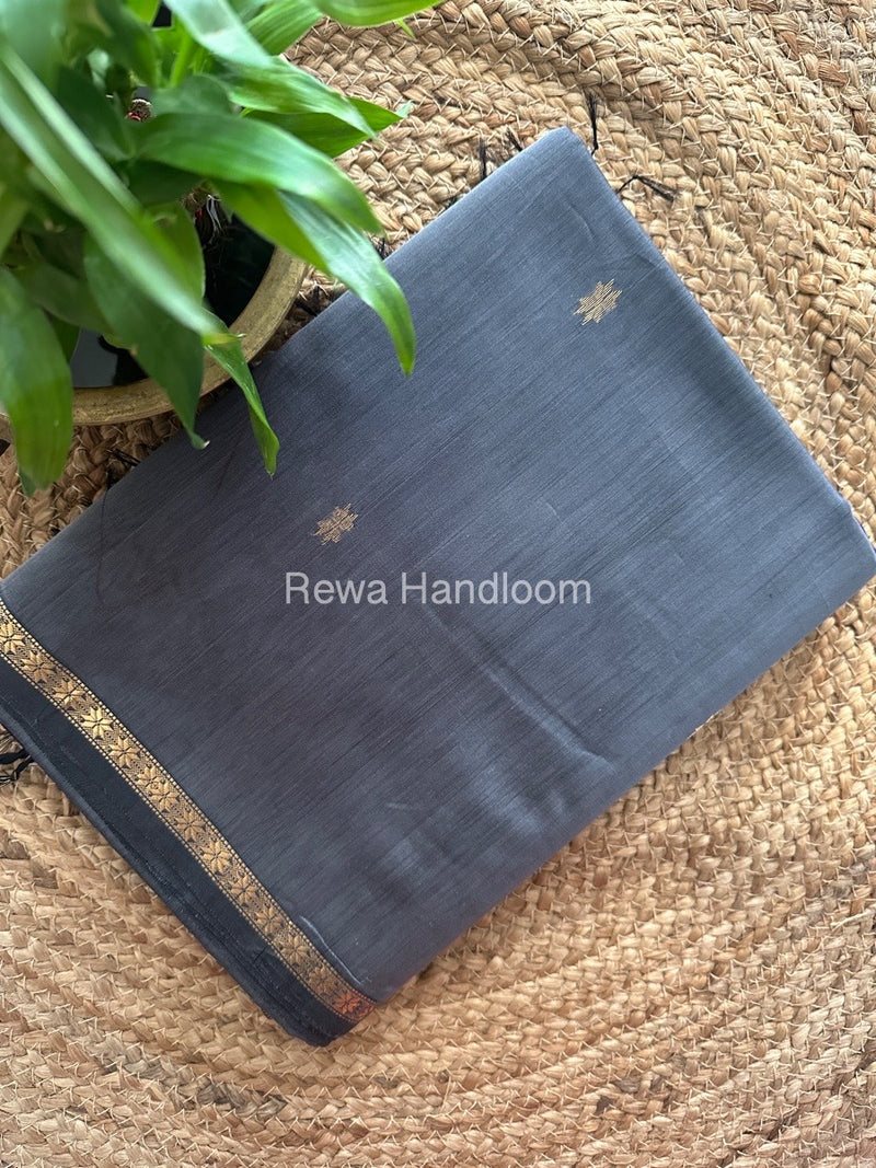 Grey Zari Butti Maheshwari Saree SBS0053