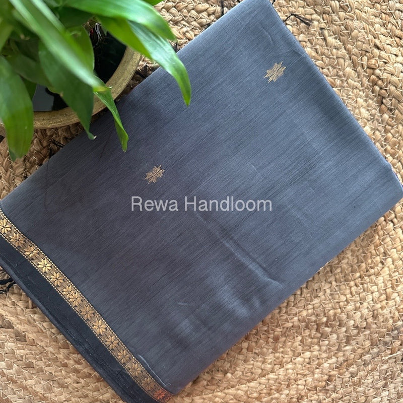 Grey Zari Butti Maheshwari Saree SBS0053