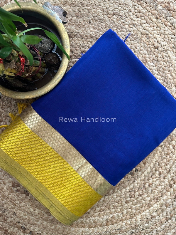 Maheshwari Royal Blue Resham Thread Border Saree RTS028