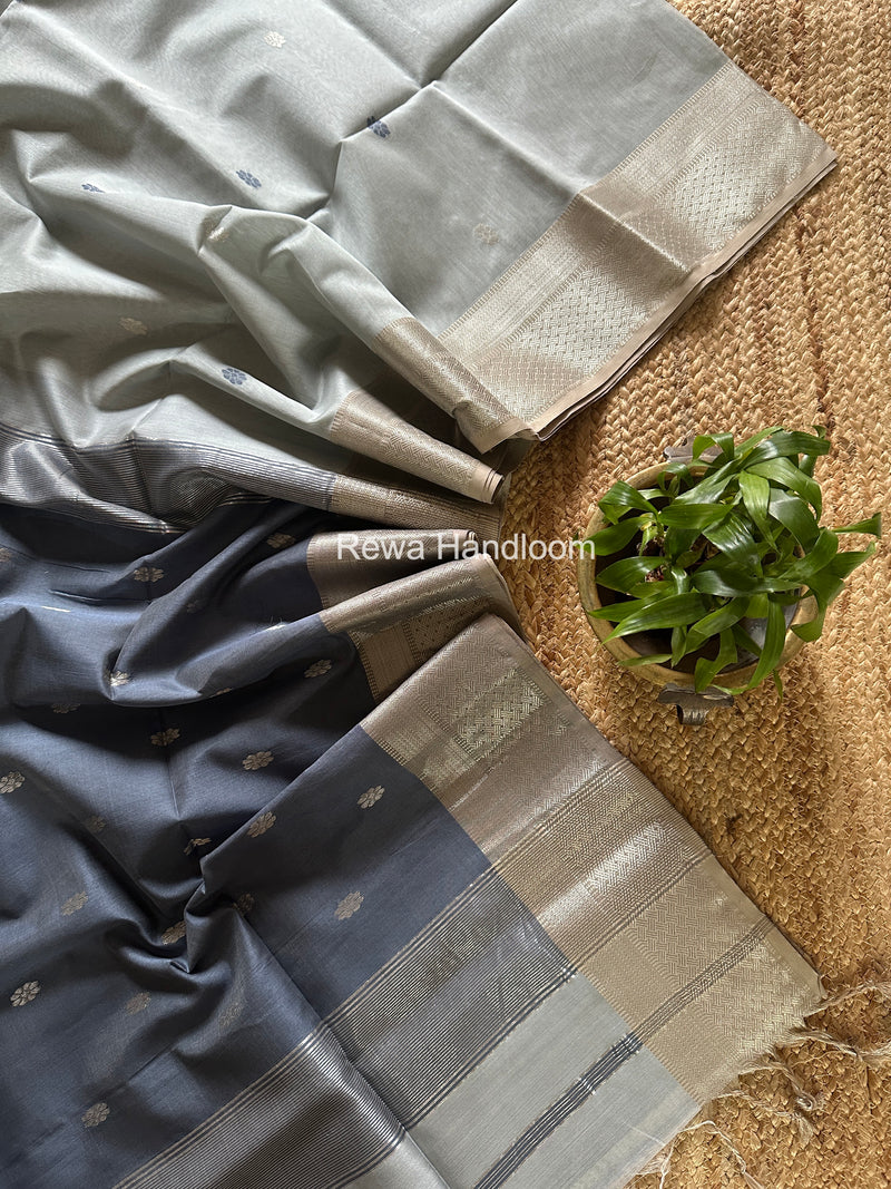 Maheshwari Grey Silver Butti Saree SGSB035