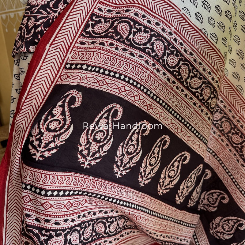 Black-White Bagh Print Cotton Suit BGCSJ020