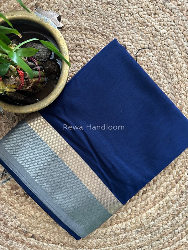 Maheshwari Blue Resham Thread Border Saree RTS026