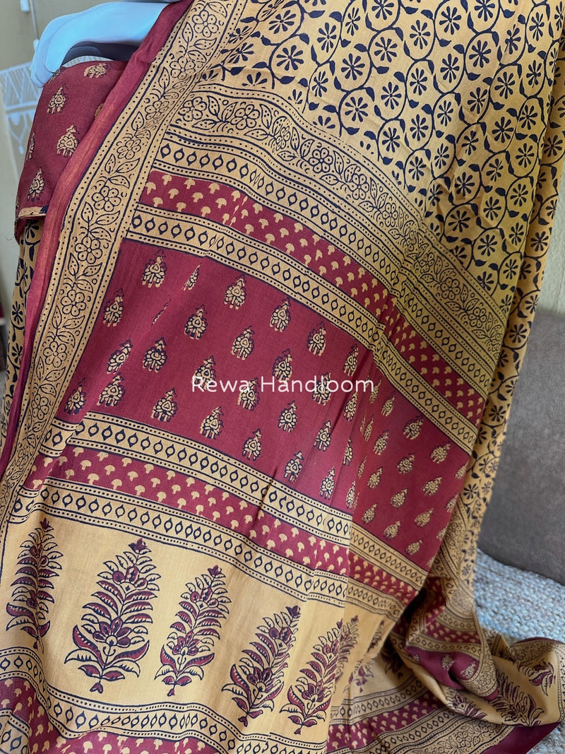 Red-Mustard Yellow Bagh Print Cotton Suit BGCSJ066