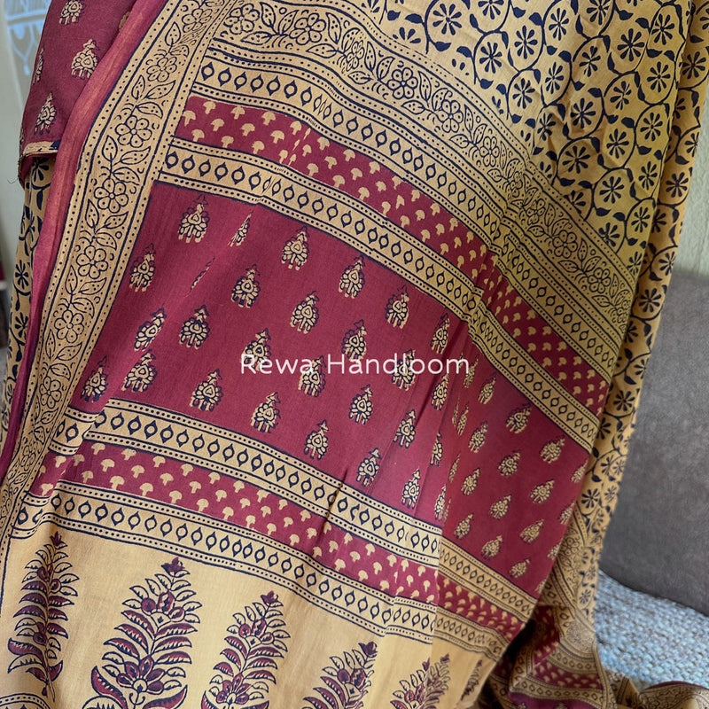 Red-Mustard Yellow Bagh Print Cotton Suit BGCSJ066