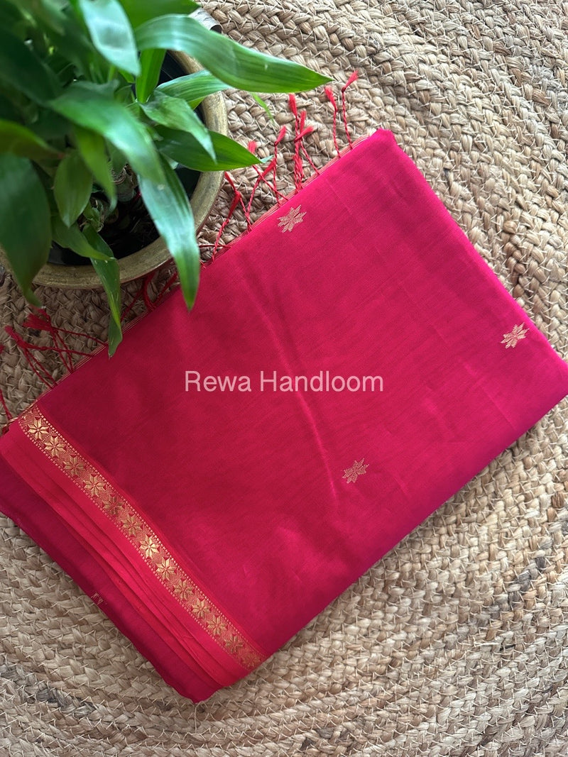 Pink Zari Butti Maheshwari Saree SBS0057
