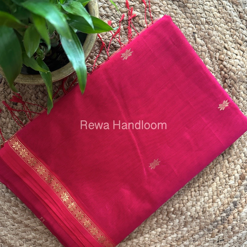 Pink Zari Butti Maheshwari Saree SBS0057