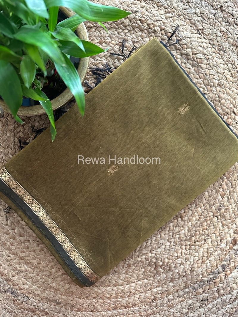 Mehendi Green Zari Butti Maheshwari Saree SBS0056