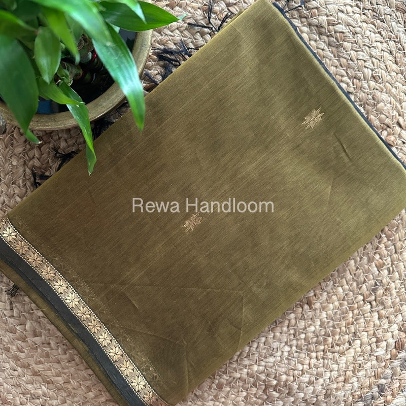 Mehendi Green Zari Butti Maheshwari Saree SBS0056