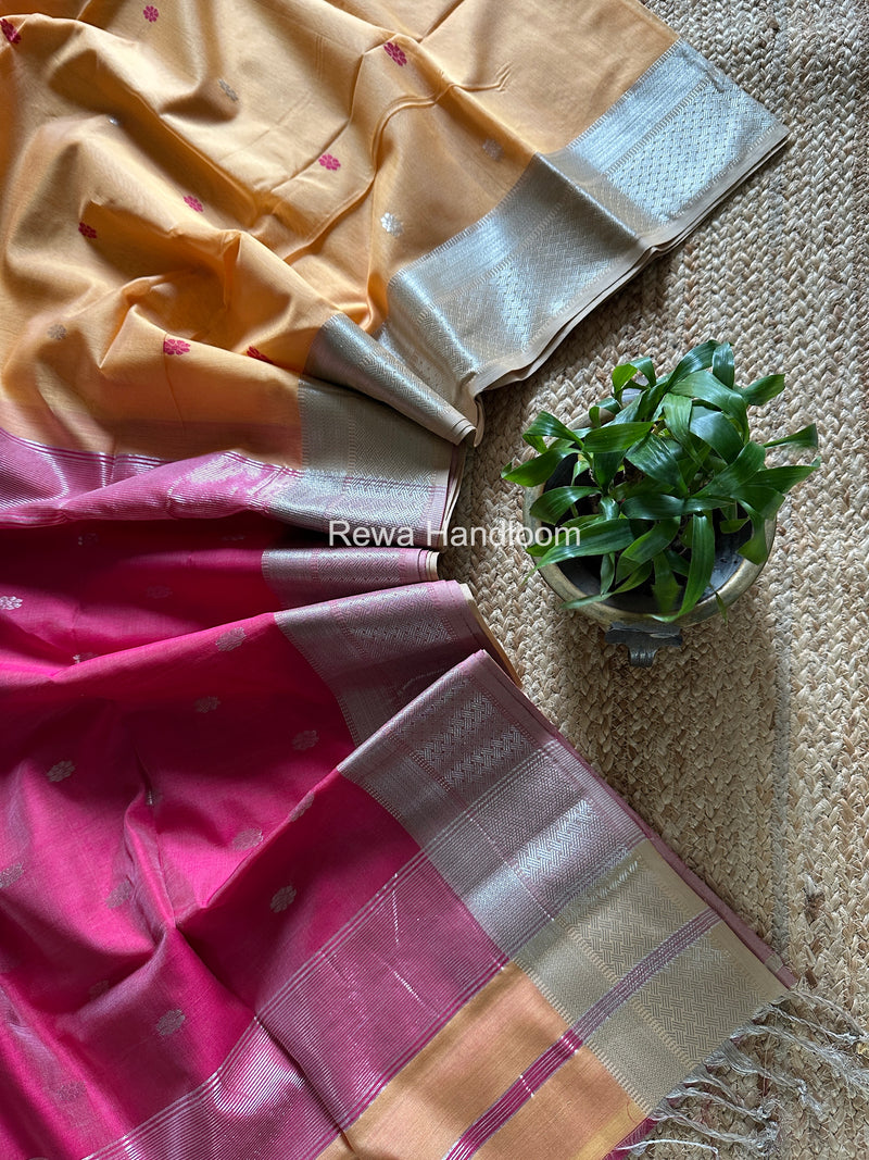 Maheshwari Yellow Silver Butti Saree SGSB029