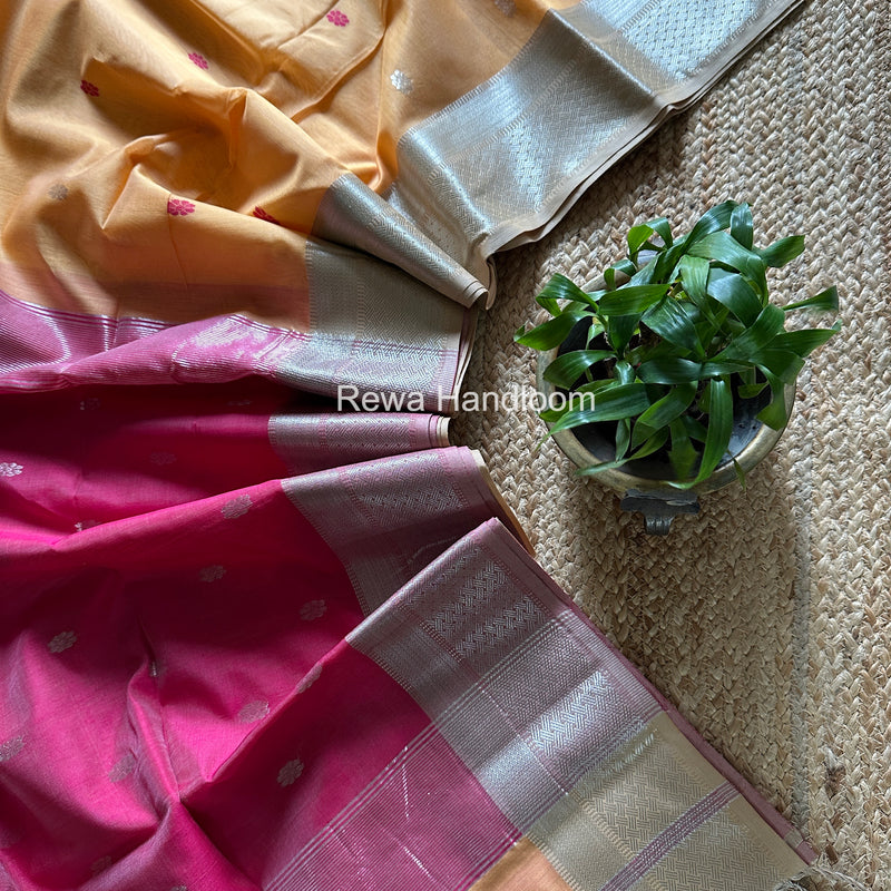 Maheshwari Yellow Silver Butti Saree SGSB029