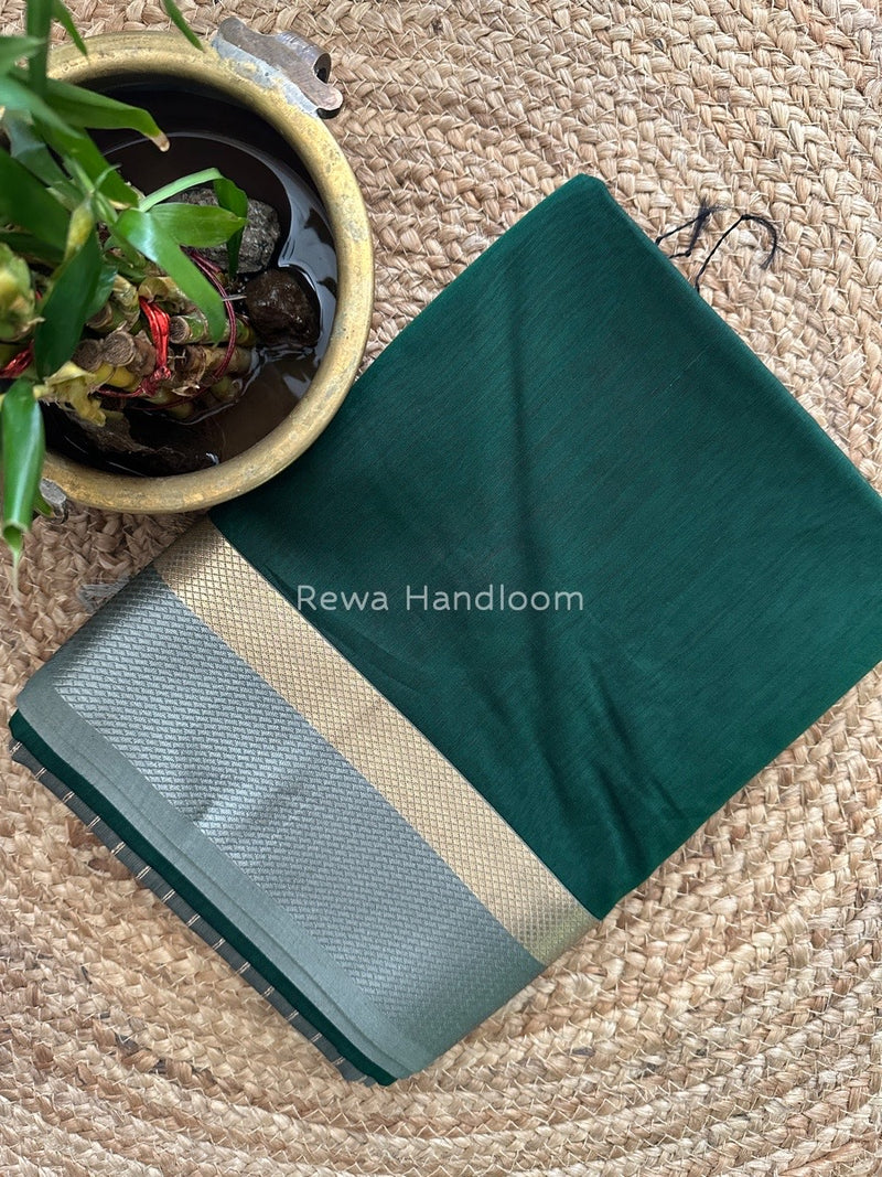 Maheshwari Green Resham Thread Border Saree RTS027