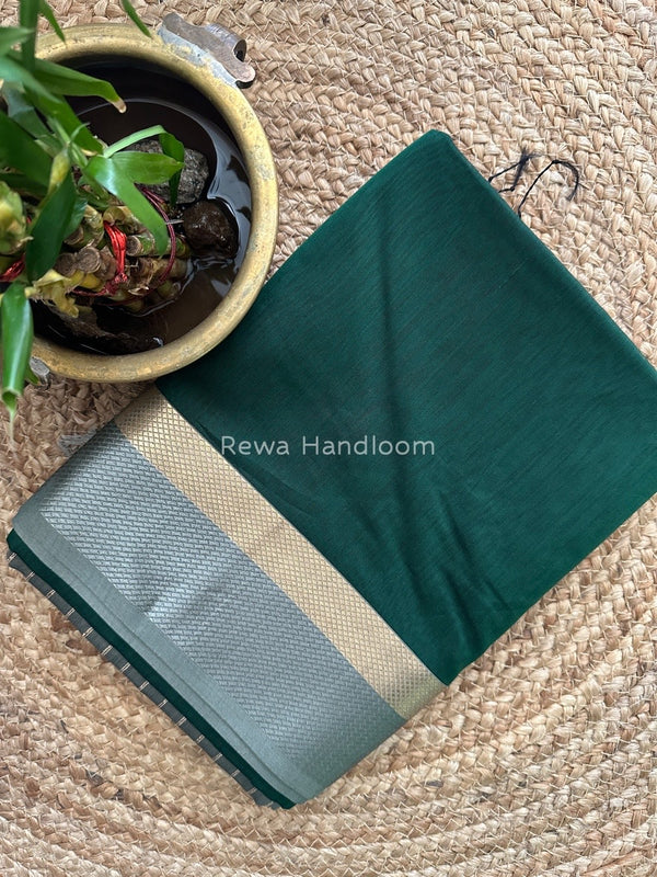 Maheshwari Green Resham Thread Border Saree RTS027