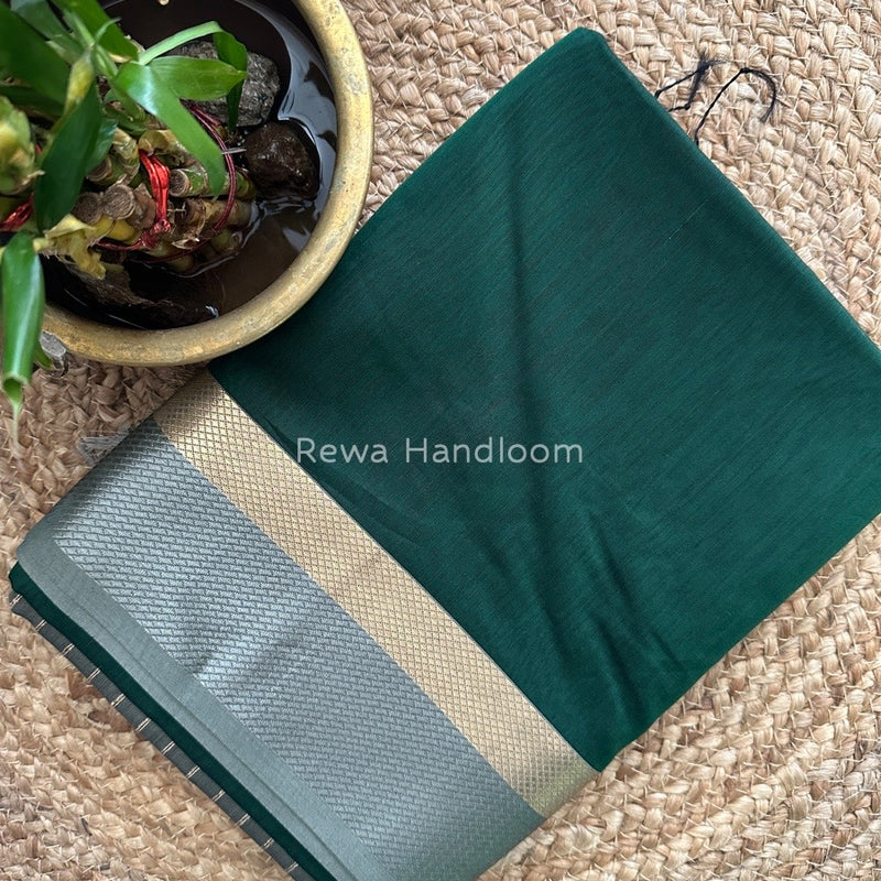 Maheshwari Green Resham Thread Border Saree RTS027