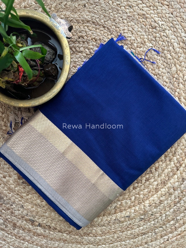 Maheshwari Navy Blue Resham Thread Border Saree RTS030