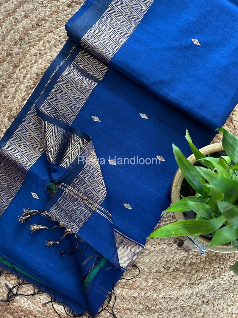 Famous Nayanthara Blue Zari Butti Maheshwari Saree DBS011