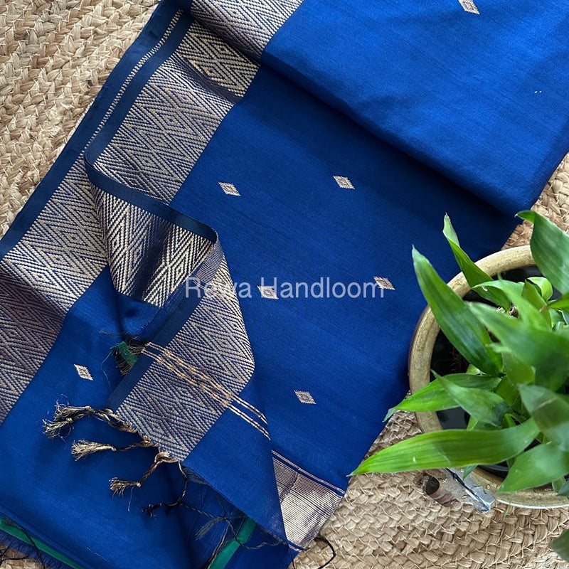 Famous Nayanthara Blue Zari Butti Maheshwari Saree DBS011