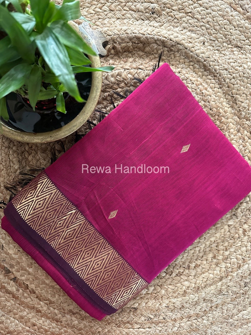 Famous Nayanthara Magenta Zari Butti Maheshwari Saree DBS010