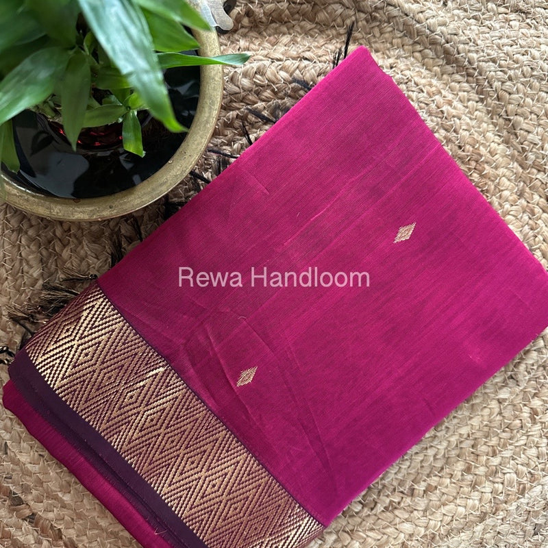 Famous Nayanthara Magenta Zari Butti Maheshwari Saree DBS010