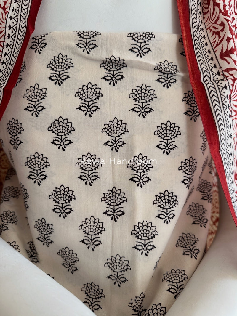 White-Maroon Bagh Print Cotton Suit BGCSJ045