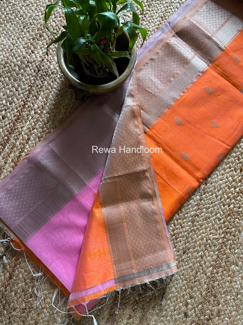 Maheshwari Pink Silver Butti Saree SGSB034