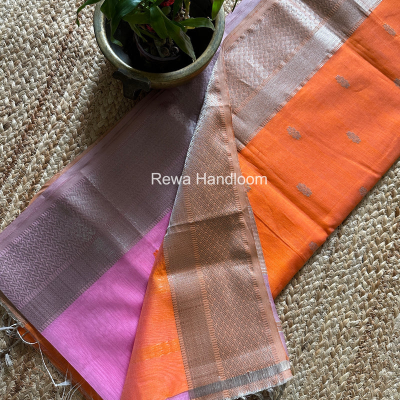 Maheshwari Pink Silver Butti Saree SGSB034