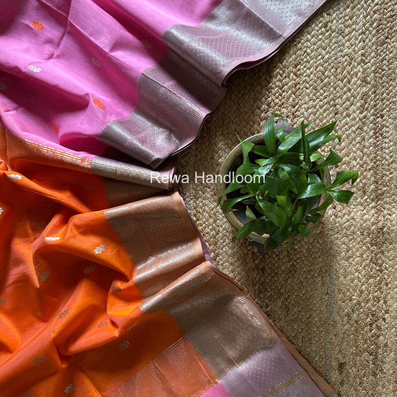Maheshwari Pink Silver Butti Saree SGSB034