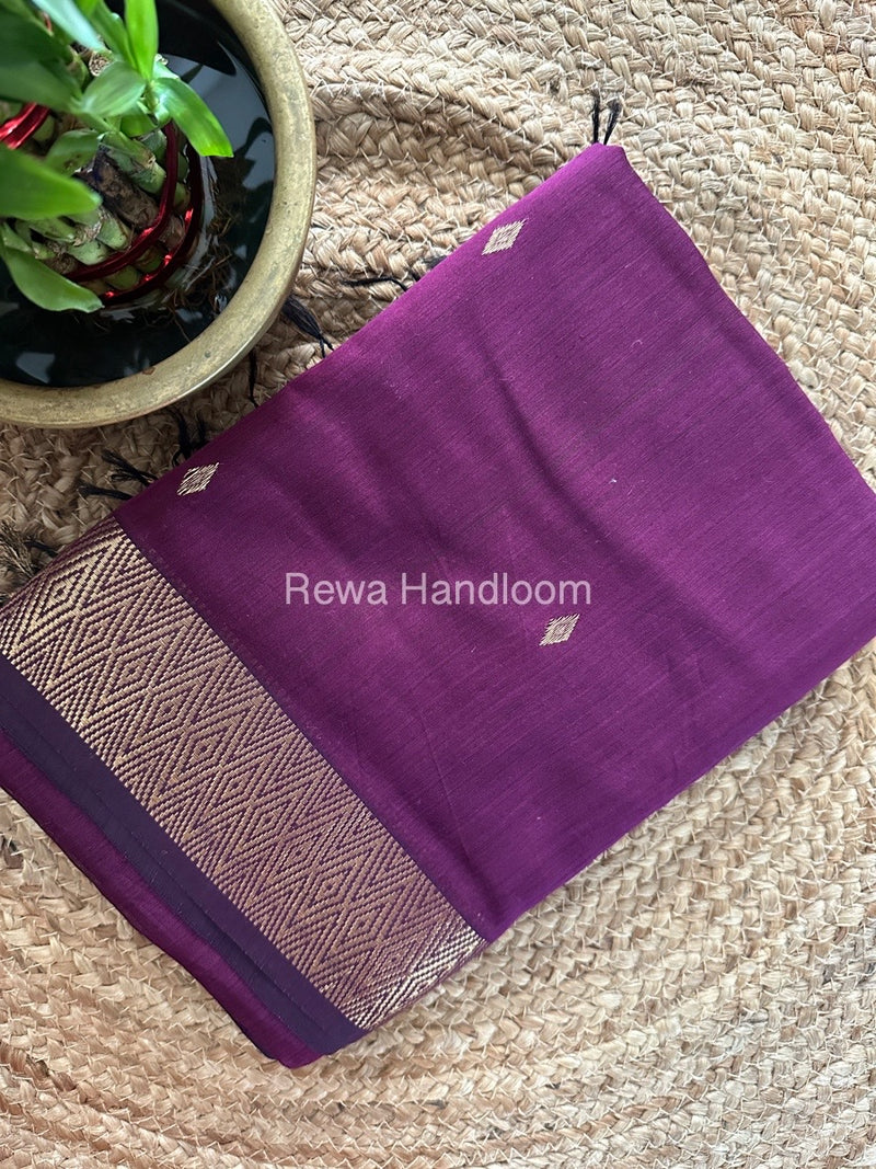 Famous Nayanthara Purple Zari Butti Maheshwari Saree DBS013
