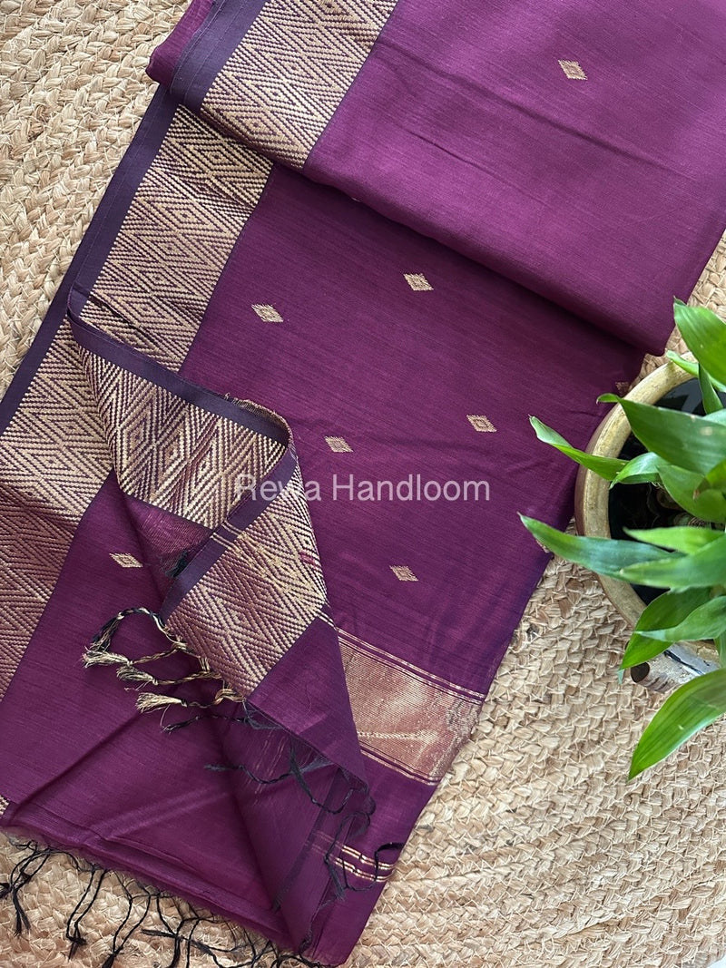 Famous Nayanthara Purple Zari Butti Maheshwari Saree DBS013