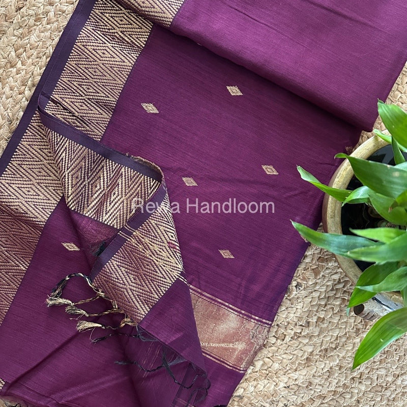 Famous Nayanthara Purple Zari Butti Maheshwari Saree DBS013