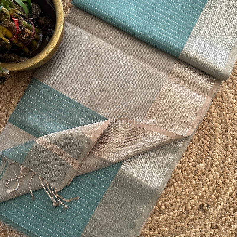 Maheshwari Silver Zari Checks Silk Saree