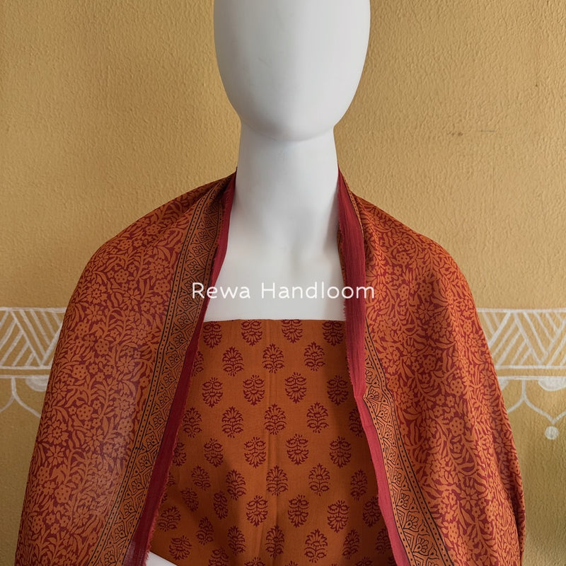 Rust Orange-Maroon Bagh Print Cotton Suit BGCSJ042