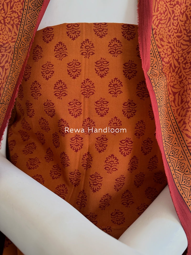 Rust Orange-Maroon Bagh Print Cotton Suit BGCSJ042