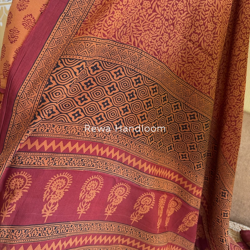 Rust Orange-Maroon Bagh Print Cotton Suit BGCSJ042