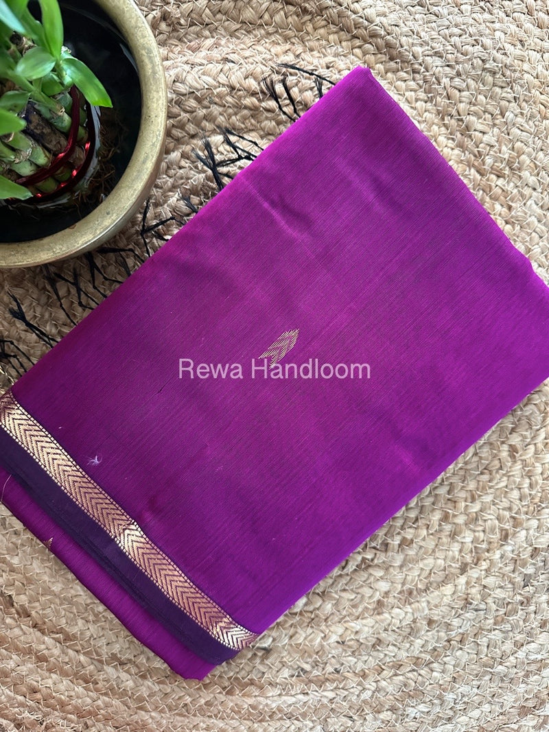 Magenta Zari Butti Maheshwari Saree VBS046