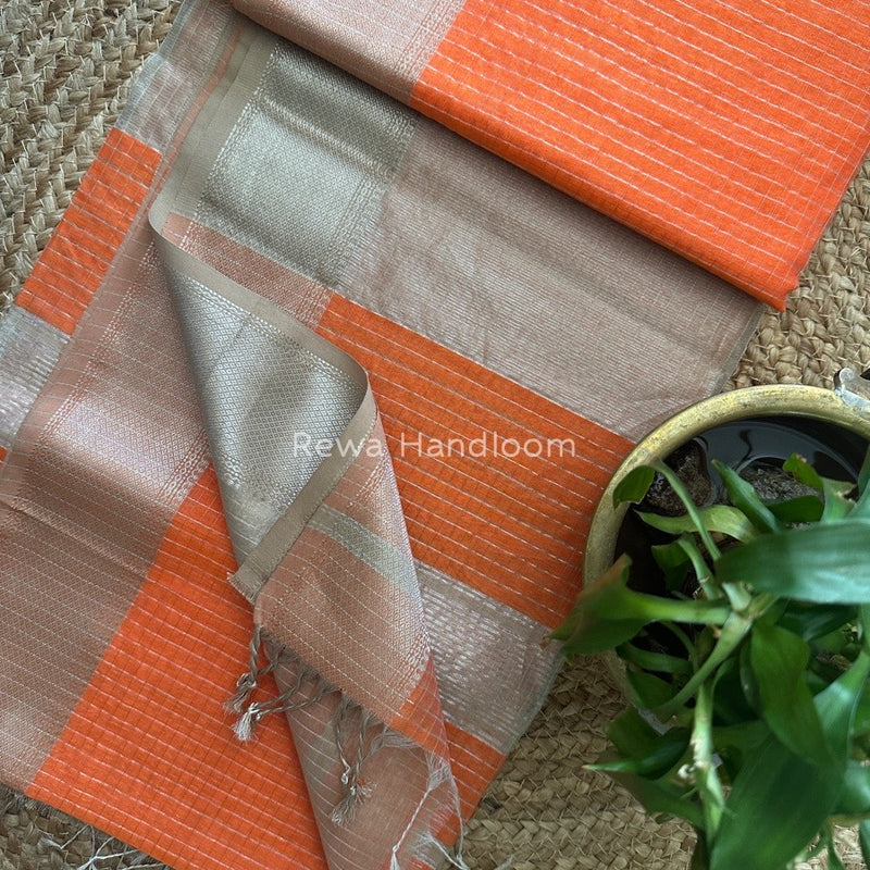 Maheshwari Silver Zari Checks Silk Saree