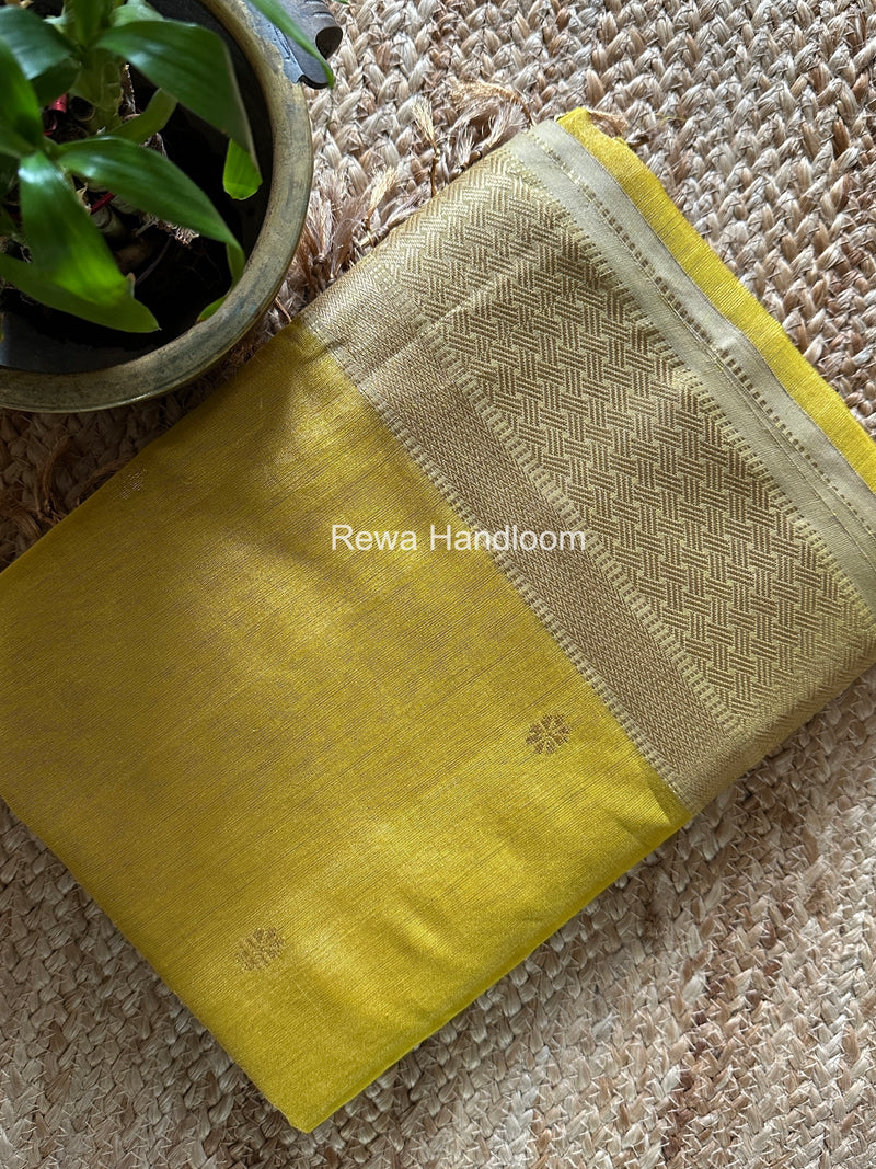 Maheshwari Yellow Tissue Butti Saree TBBS0126
