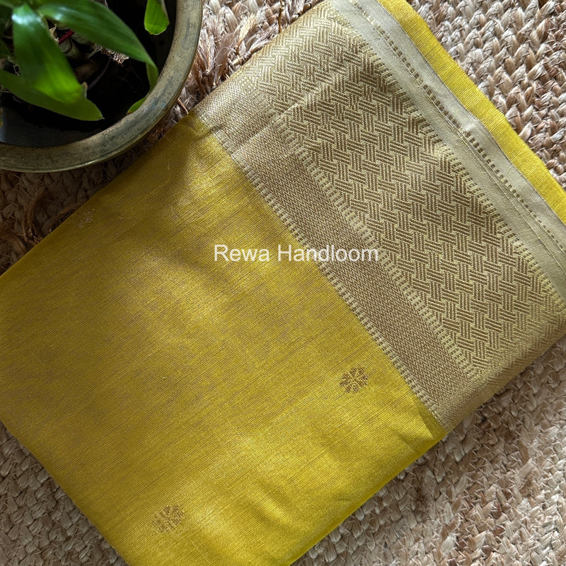 Maheshwari Yellow Tissue Butti Saree TBBS0126