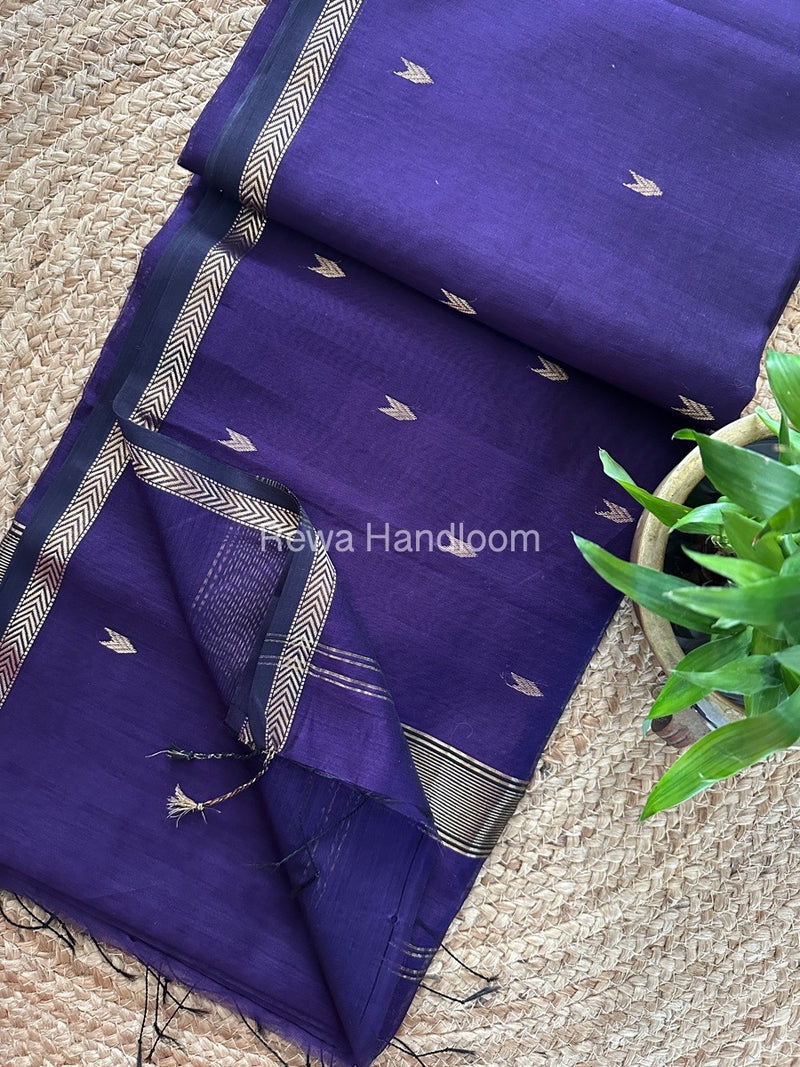 Purple Zari Butti Maheshwari Saree VBS048