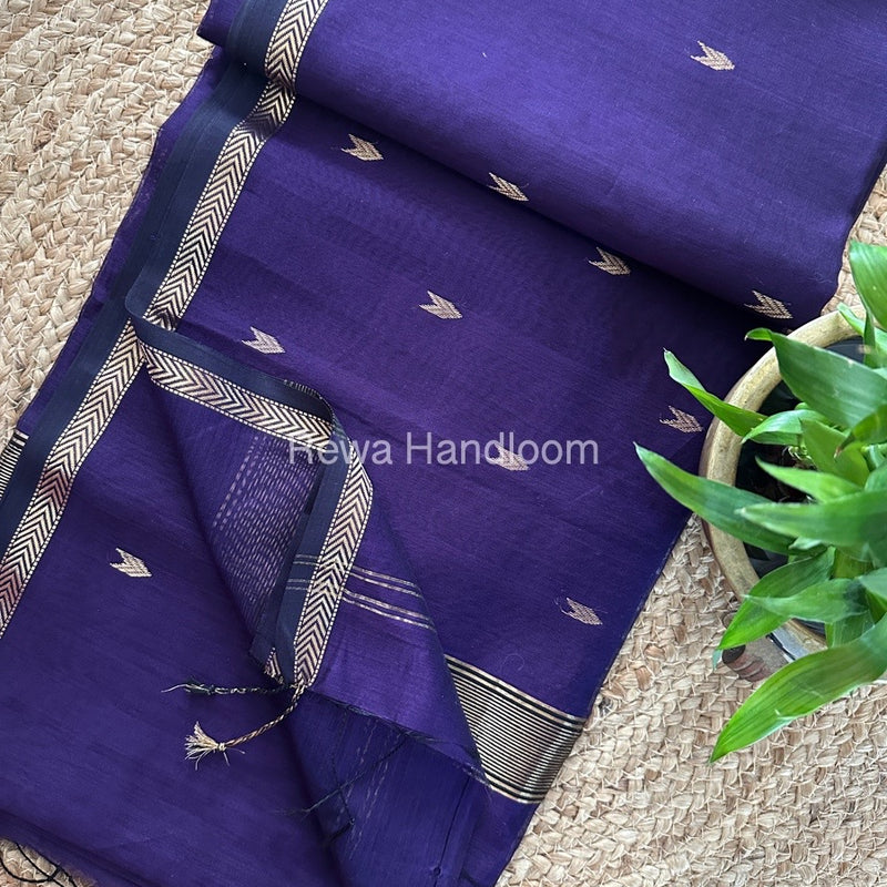 Purple Zari Butti Maheshwari Saree VBS048