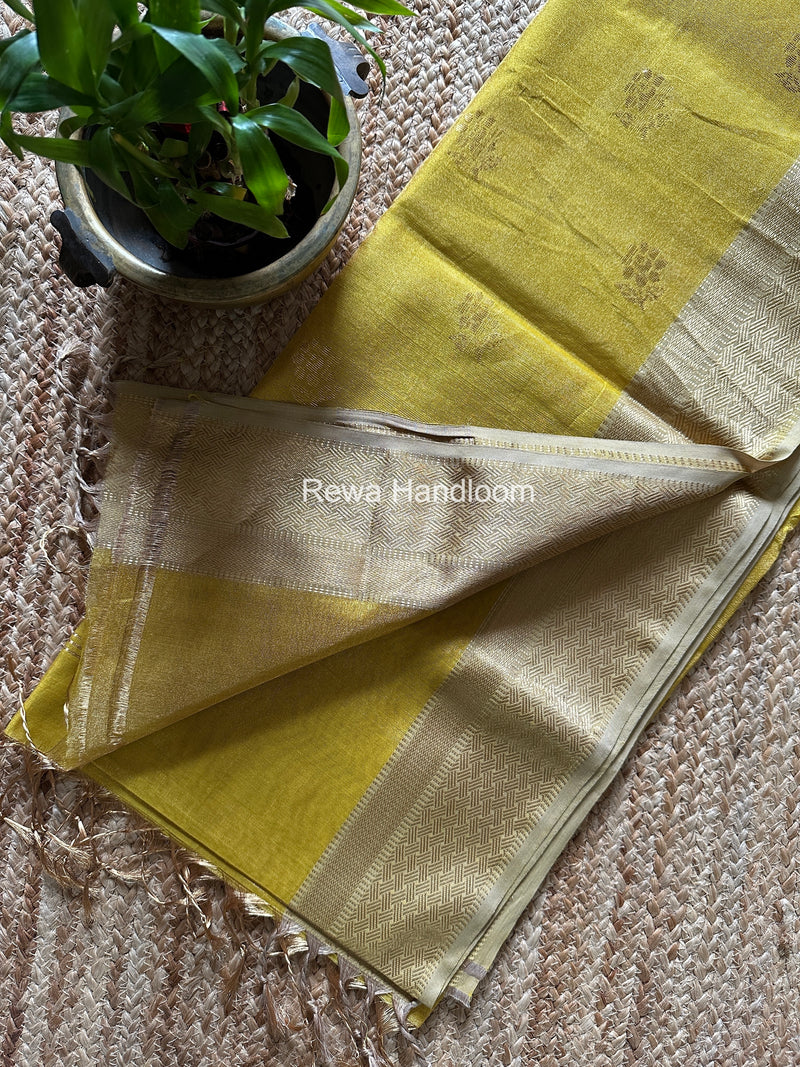 Maheshwari Yellow Tissue Butti Saree TBBS0126