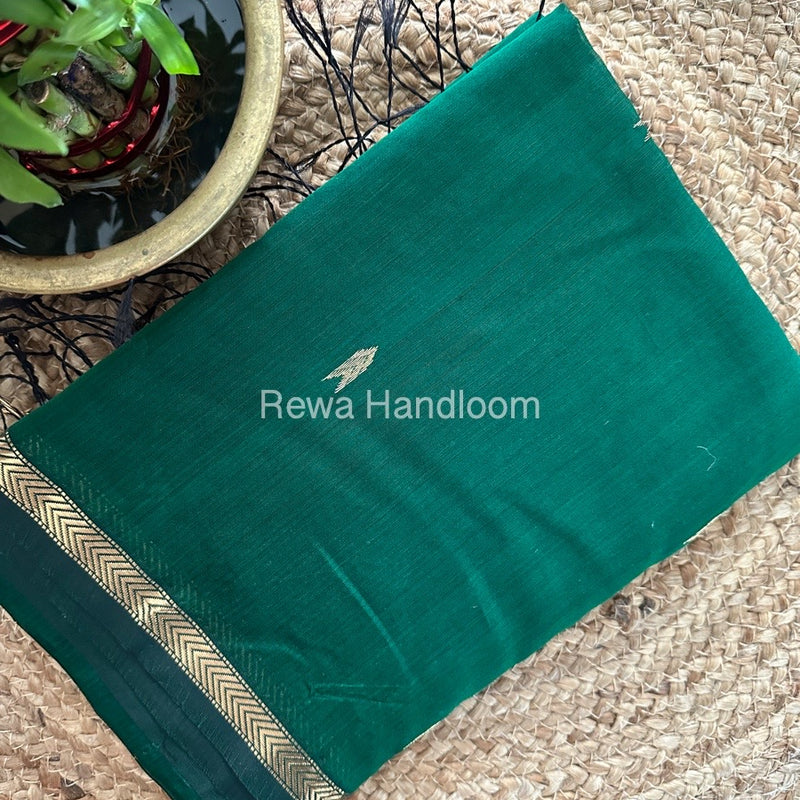 Bottle Green Zari Butti Maheshwari Saree VBS045