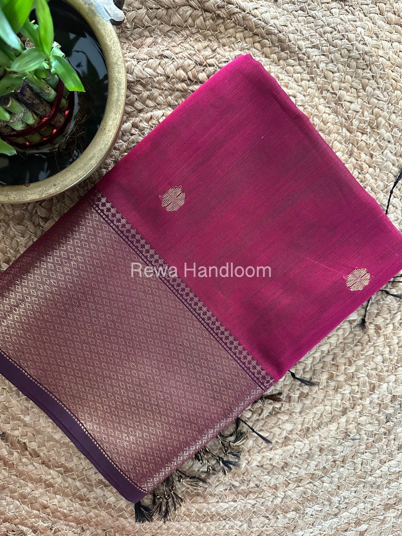 Maheshwari Deep Magenta Zari Skirt Butti Saree ZSB0123