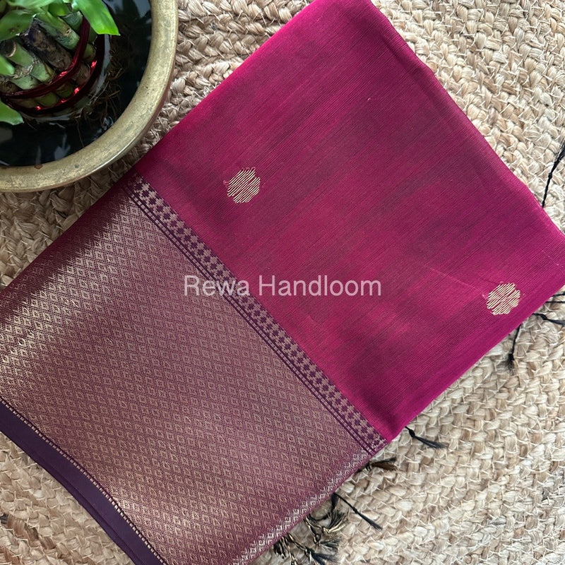 Maheshwari Deep Magenta Zari Skirt Butti Saree ZSB0123