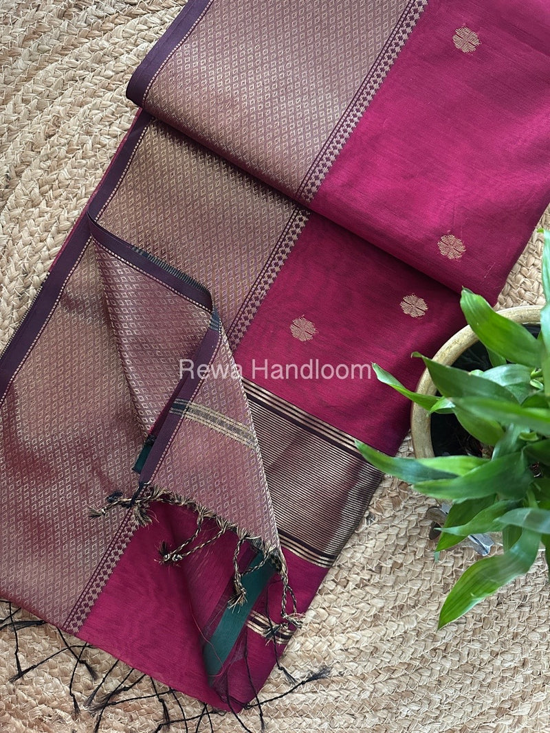 Maheshwari Deep Magenta Zari Skirt Butti Saree ZSB0123