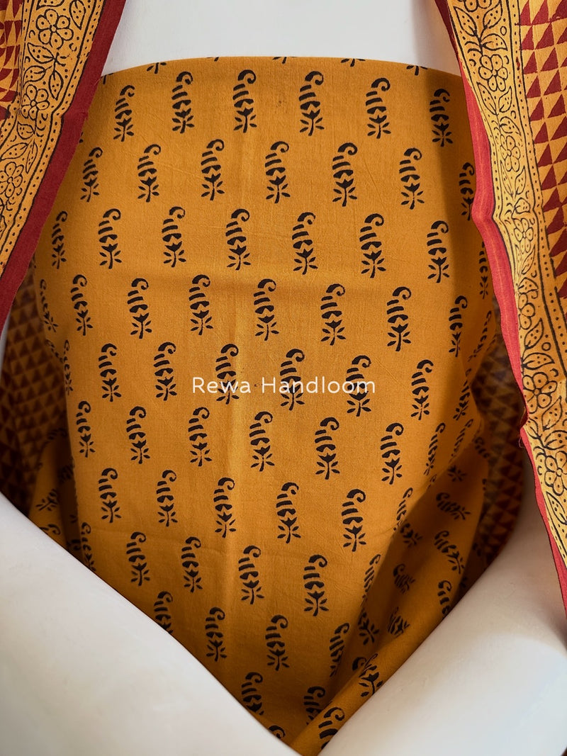 Orange-Maroon Bagh Print Cotton Suit BGCSJ084