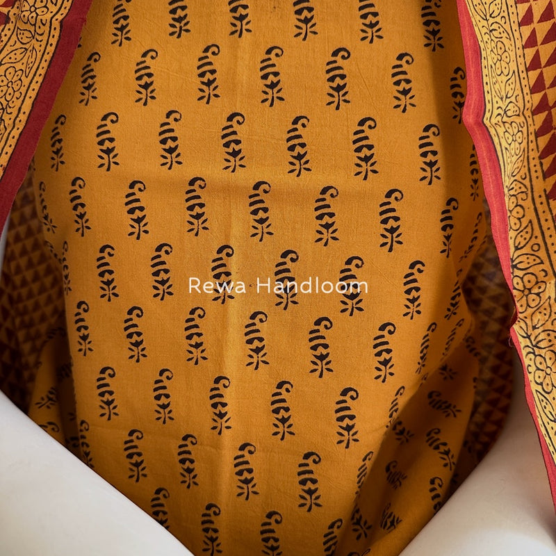 Orange-Maroon Bagh Print Cotton Suit BGCSJ084