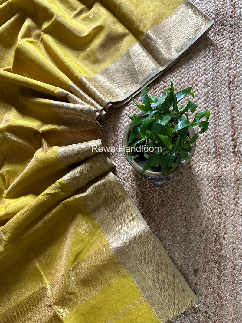 Maheshwari Yellow Tissue Butti Saree TBBS0126