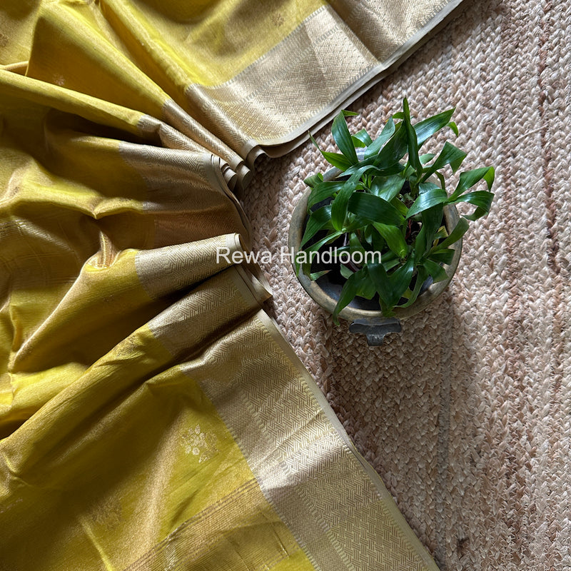 Maheshwari Yellow Tissue Butti Saree TBBS0126