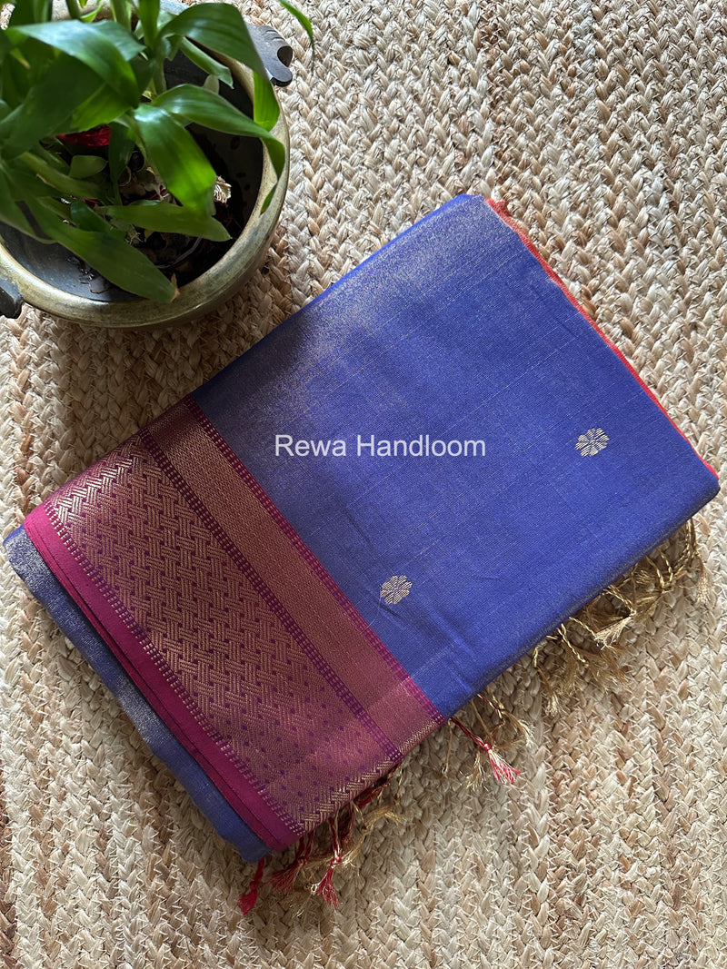 Maheshwari Blue Tissue Butti Saree TBBS0127