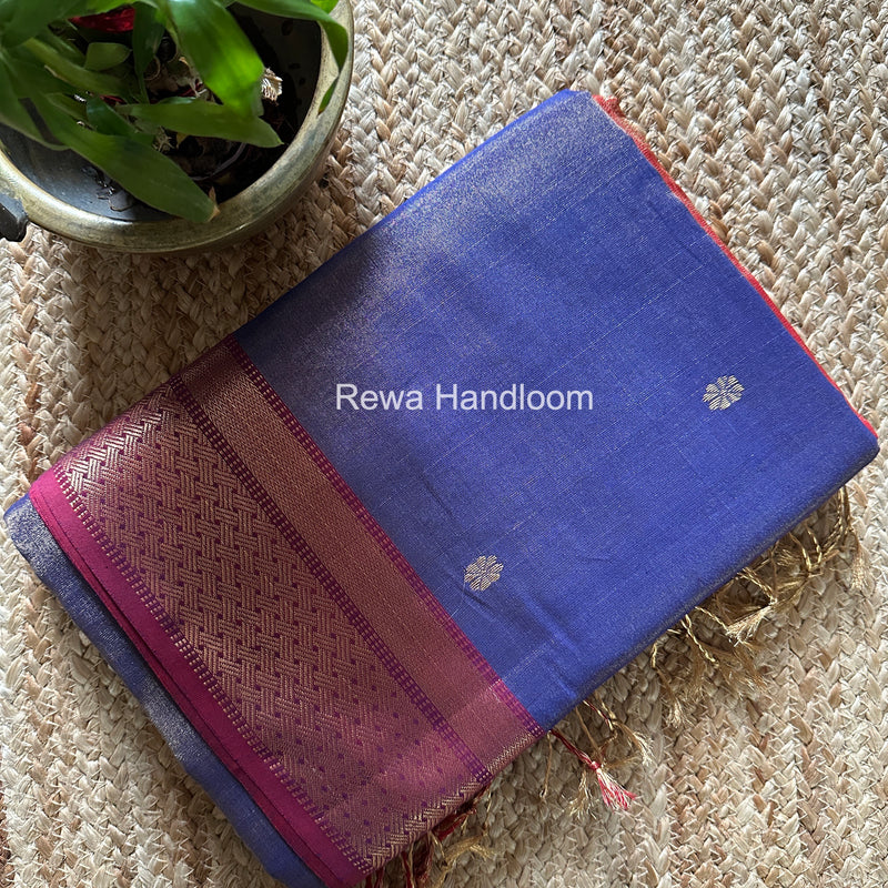 Maheshwari Blue Tissue Butti Saree TBBS0127